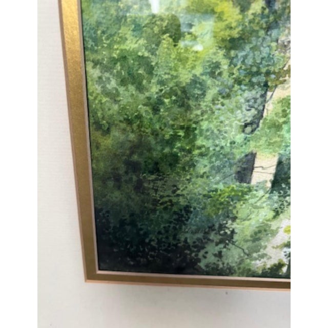Framed European Village Landscape Watercolor, Signed Florence Strauss For Sale - Image 11 of 13