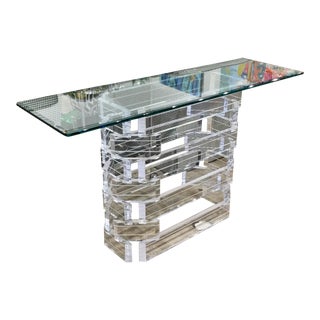1970s Vintage Stacked Lucite Console Table For Sale
