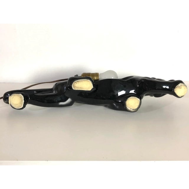 Mid-Century Modern Black Ceramic Panther Lamp With Planter For Sale In Palm Springs - Image 6 of 8