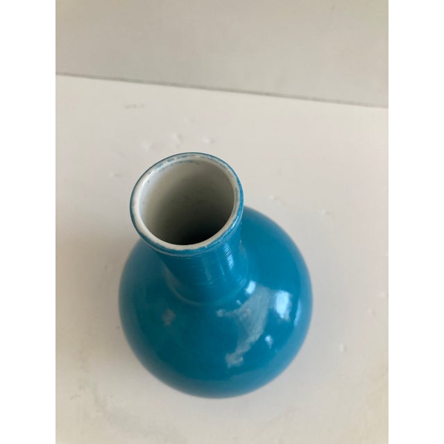 Turquoise Ming Style Turquoise Small Porcelain Vase Mid Century For Sale - Image 8 of 8
