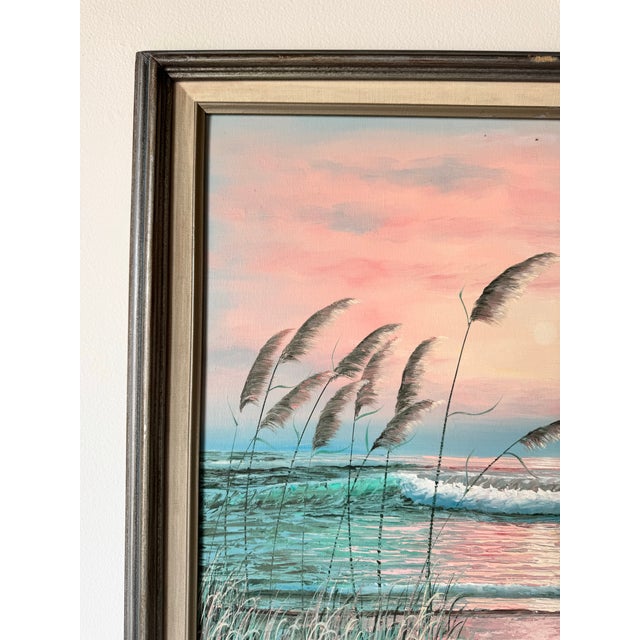 Vintage Impressionist Beach Seascape Sunset Oil Painting, Framed For Sale In Miami - Image 6 of 12
