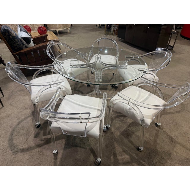 Modern Charles Hollis Jones Attributed Lucite Dining Set For Sale - Image 3 of 7
