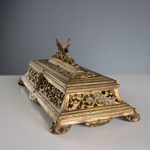 Carved Gilt Bronze Inkwell For Sale - Image 11 of 13
