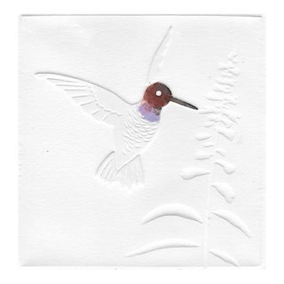 1980s Hummingbird Embossed Color Etching For Sale