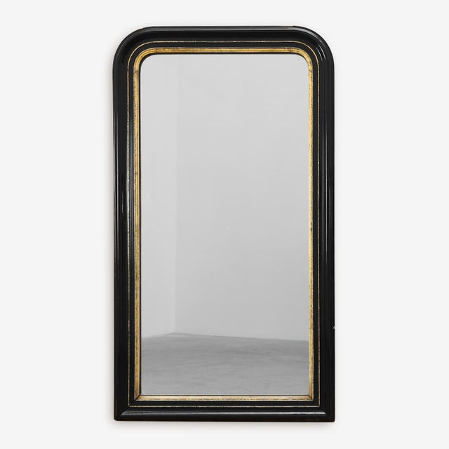 French Louis Philippe Mirror in Black Laquered and Gilted Wood, 1850 For Sale - Image 10 of 10