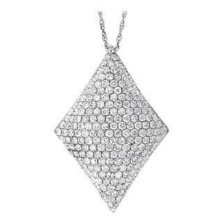 3.5 Carat VS/E Quality Diamond Pendant Necklace in 14 Karat White Gold For Sale