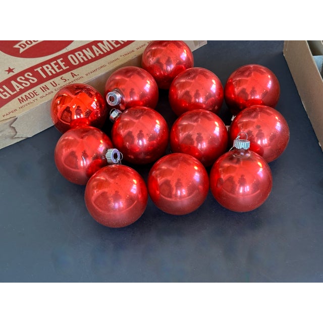 Vintage Mid Century Red Glass Christmas Ornaments For Sale - Image 10 of 15