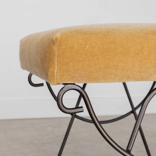 Metal Panoplie Iron Loop Stool, Camel Mohair For Sale - Image 7 of 11