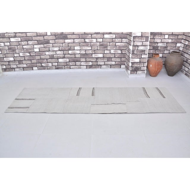 Stripe Anatolian Vintage Hemp Kilim Runner For Sale - Image 4 of 10