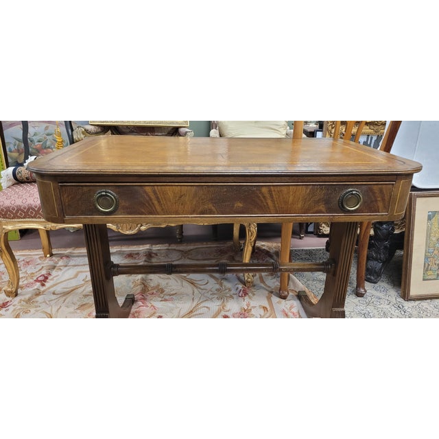 Camel Antique Georgian Leathertop Writing Desk For Sale - Image 8 of 14