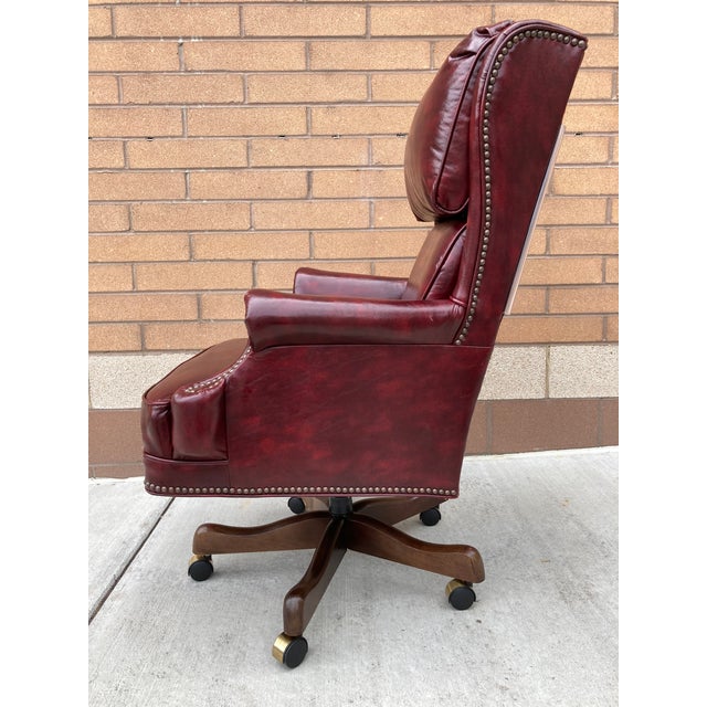 Leather Wingback Executive Desk Chair Manner of Hancock and Moore