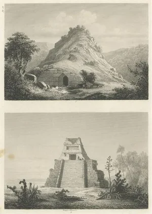 Carl August Menzel, Two Ruins in Mexico, 1857, Paper
