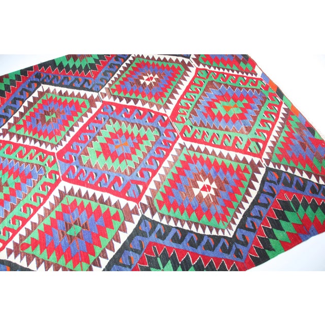 1970s Handmade Turkish Oushak Vith Vivid Color -4' 11' X 8' For Sale - Image 5 of 12