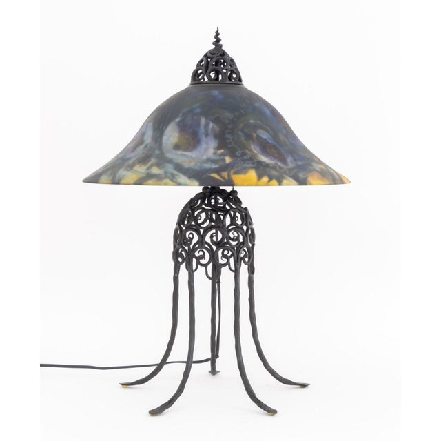 Ulla Darni Reverse Painted Glass Table Lamp For Sale In New York - Image 6 of 13
