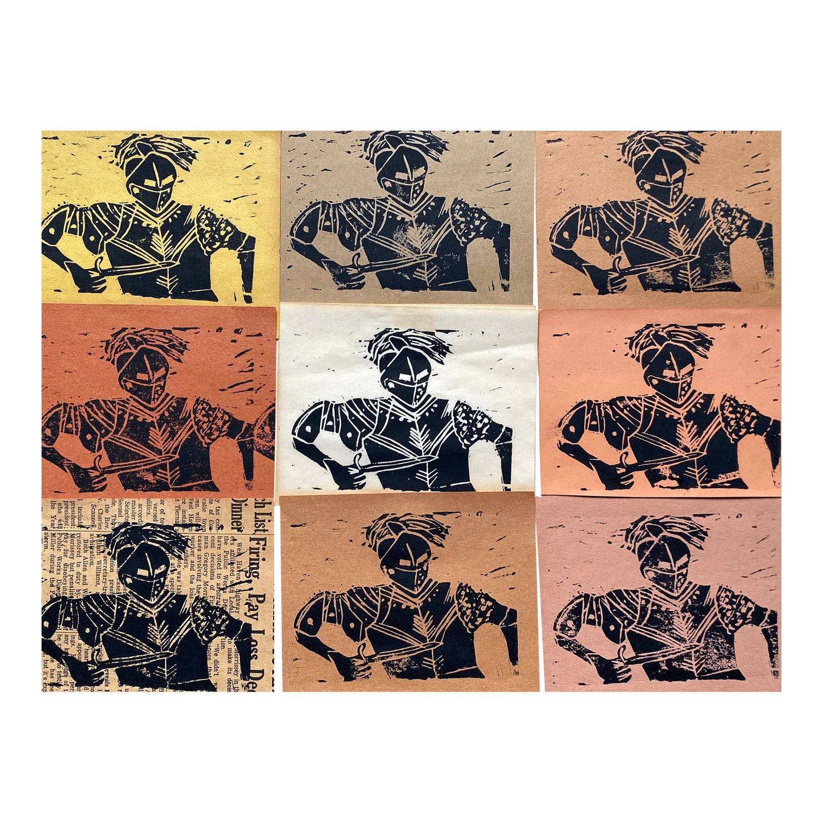 1970s Knight Woodblock Collage | Chairish