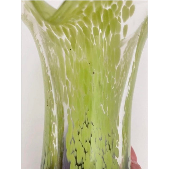Murano-Style Art Glass Vases – Purple & Chartreuse Green - Pair For Sale - Image 10 of 12