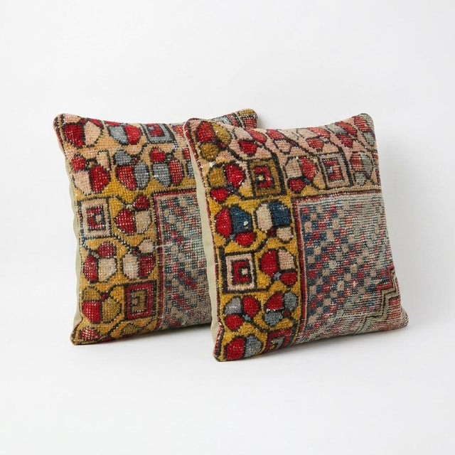 Mid-Century Modern Anatolian Kilim Pillow Cover 17'' X 18'' - Set of Two For Sale - Image 3 of 4