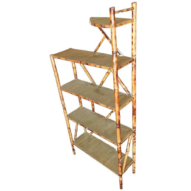 Restored Vintage Tiger Bamboo FiveTier Book Shelf Chairish