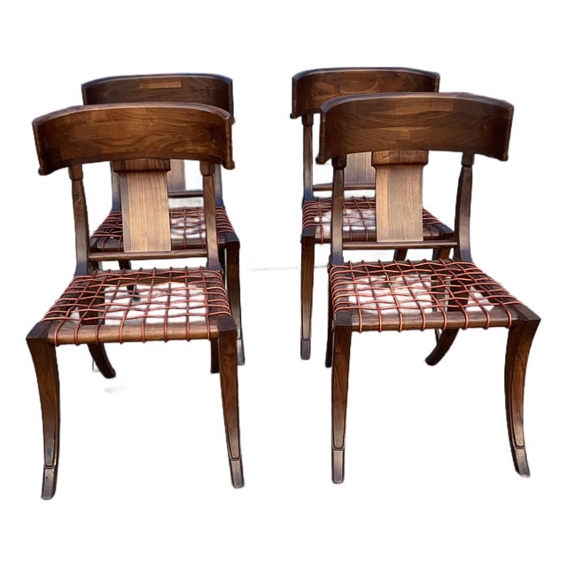 t.h. Robsjohn Gibbings Style Walnut Klismos Chairs…set of 4 For Sale