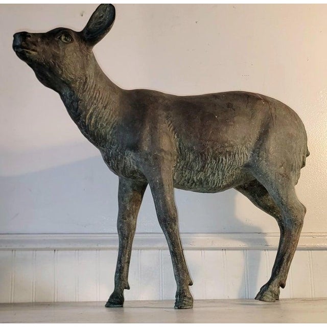 This amazing faun /deer sculpture is in solid bronze and has an amazing aged patina.The condition is very good and has...