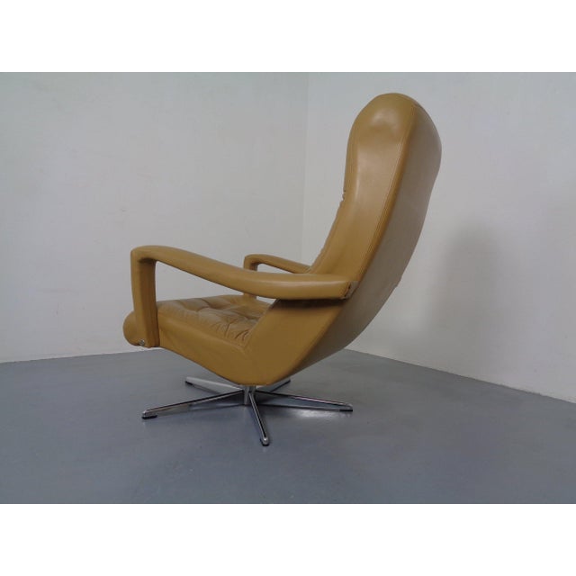 Set of Leather Swivel Easy Chair and Ottoman, Switzerland, 1960s For Sale - Image 13 of 18