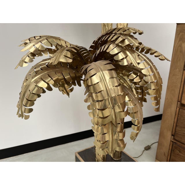 Early 21st Century Large Brass Palm Tree Floor Lamp with 3 Trunks, 2010s For Sale - Image 5 of 18