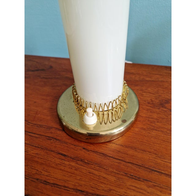 Mid-Century Modern Bedside Lamps in Brass and Cream Opaline Glass, 1950, Set of 2 For Sale - Image 11 of 16
