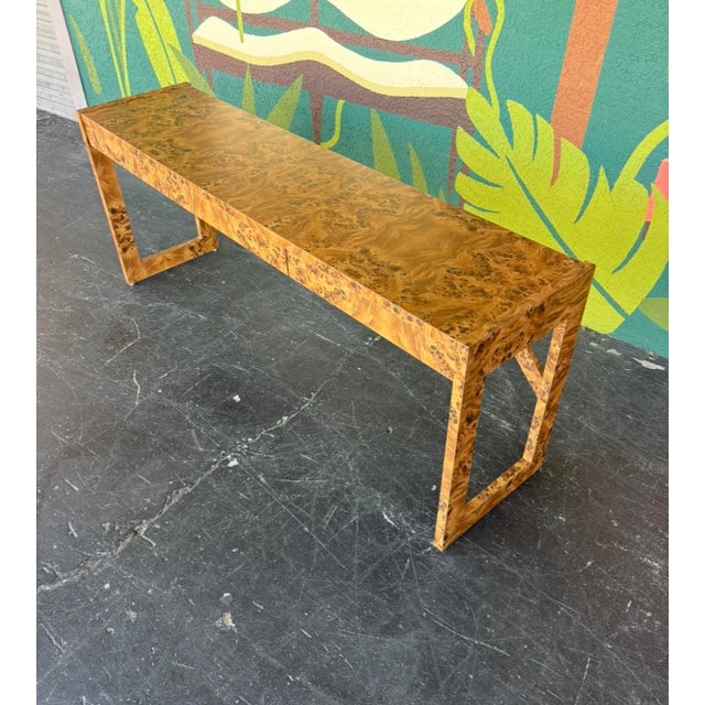 Postmod Faux Burl Console Table For Sale - Image 4 of 9