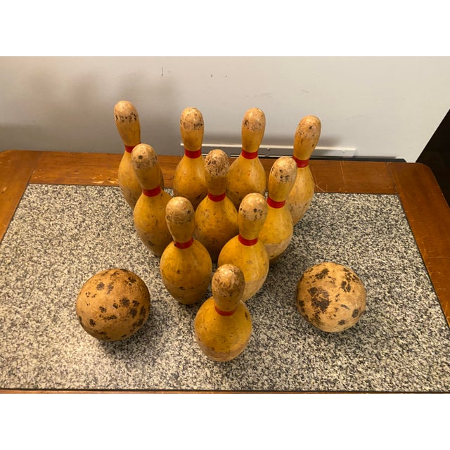 Vintage Table Top 10 Pin Bowling Set - 12 Pieces For Sale In Raleigh - Image 6 of 10