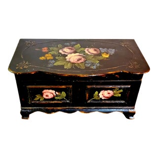 Vintage Traditional Handpainted Keepsake Chest For Sale