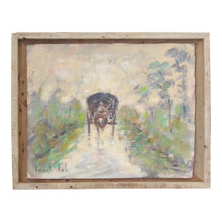 French Impressionist Painting – Horse & Carriage Scene For Sale