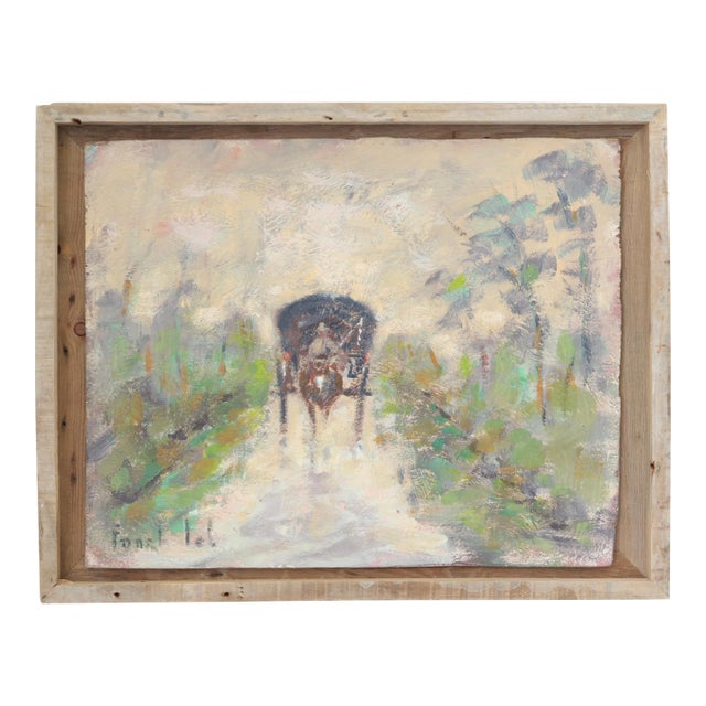 French Impressionist Painting – Horse & Carriage Scene For Sale