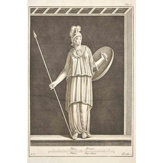 Vincenzo Campana, Ancient Roman Fresco Herculaneum, Etching, 18th Century For Sale