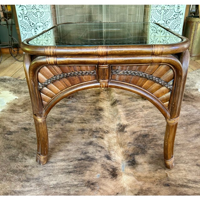 Albini Styled Rattan and Split Reed Side Tables - A Pair For Sale In Baton Rouge - Image 6 of 7