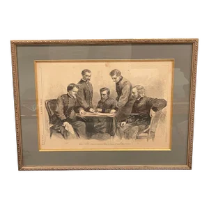 1865 Harper's Weekly Pair of Framed Drawings Focused on General Philip Sheridan