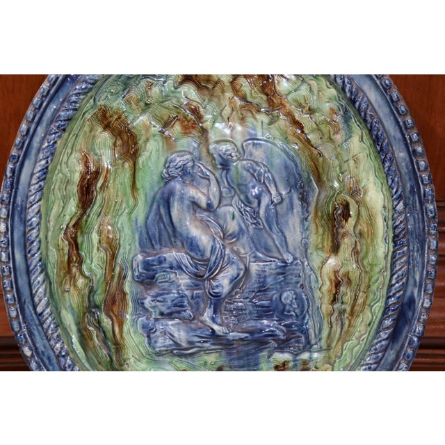 French 19th Century French Glazed Terracotta Relief Plate Signed "Gambut Aîné À Beaune" For Sale - Image 3 of 6