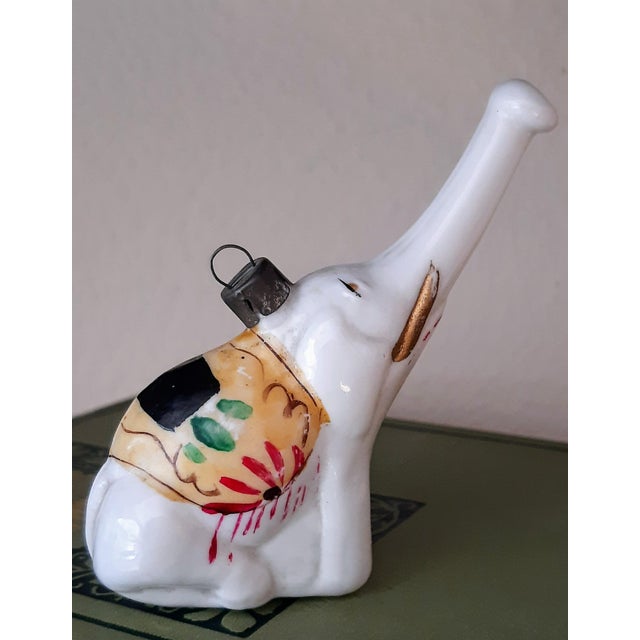 Christmas Vintage Milk Glass Elephant Ornament For Sale - Image 4 of 5