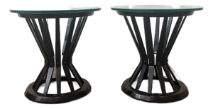 Mid 20th Century Pair of Edward Wormley Sheaf of Wheat Round Side Tables for Dunbar