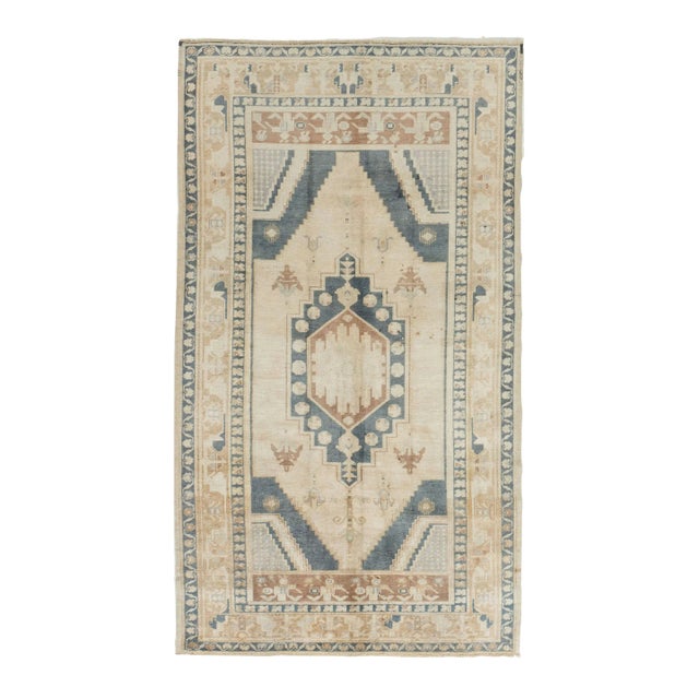 Vintage Turkish Oushak Rug 4ft 3in X 7ft 6in For Sale