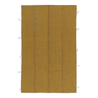 Rug & Kilim’s Contemporary Kilim in Ochre Stripes and Columns For Sale
