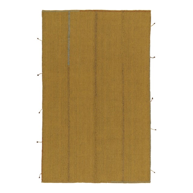 Rug & Kilim’s Contemporary Kilim in Ochre Stripes and Columns For Sale