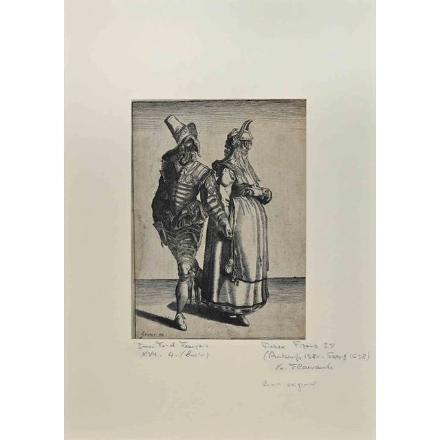 Grotesque Figures is an original etching realized by Pierre Firens in the early 17th century It represents two grotesque...