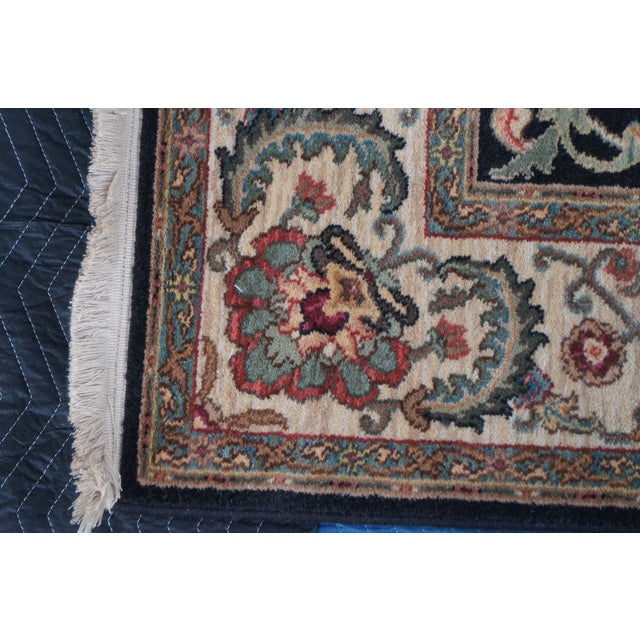 Late 20th Century Karastan Ashara 100% Wool Agra Black Acanthus Palmette 549 Area Rug Carpet 6 X 9 For Sale - Image 5 of 14