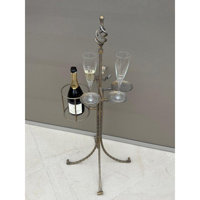 Mid-Century Brutalist Hand-Forged Wrought Iron Bar or Smoking Stand, Austria, 1960s For Sale - Image 6 of 8