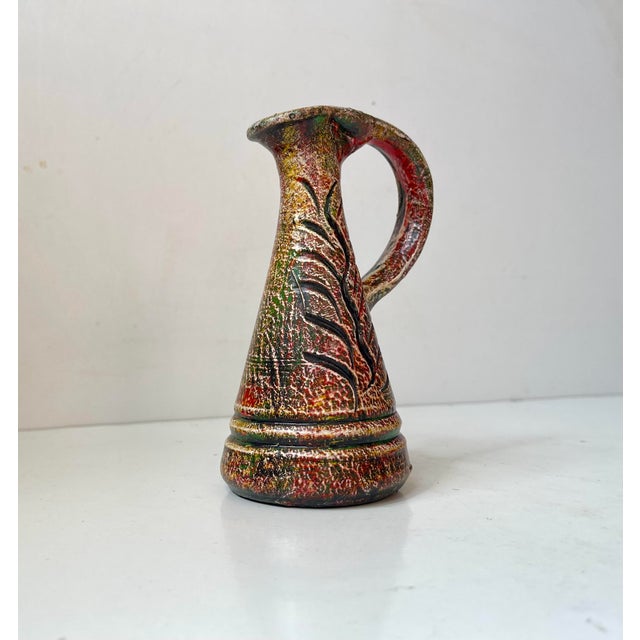Brown Mid-Century French Psychedelic Glazed Ceramic Jug Vase, 1950s For Sale - Image 8 of 8