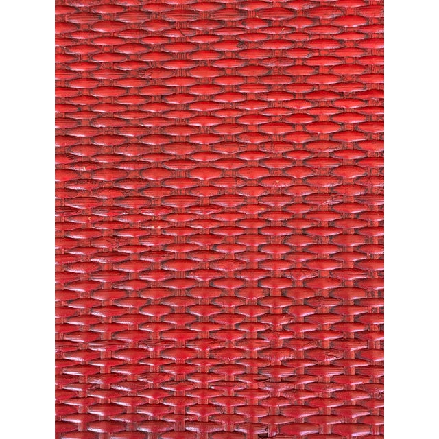 Vintage Bamboo & Rattan Vermillion Red Faux Tortoise Shell Side Table - Newly Painted For Sale - Image 11 of 11