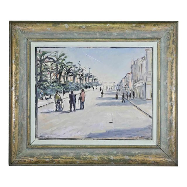 Michelangelo Cupisti, The Viareggio Promenade, Oil Painting, 1990s, Framed For Sale