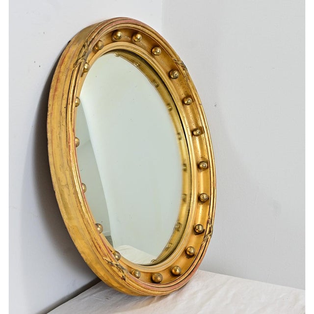 English 19th Century Giltwood Convex Bullseye Mirror For Sale - Image 11 of 12
