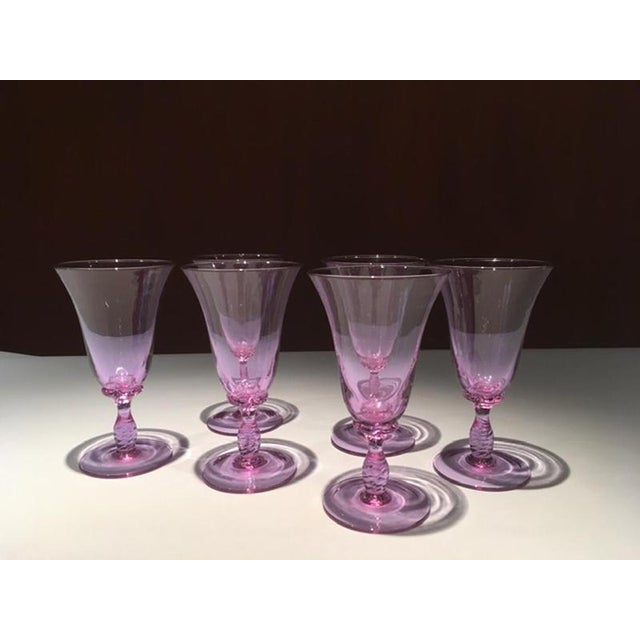 Mid-Century Purple Murano Glasses, Venice, Italy, 1960s, Set of 6 For Sale - Image 3 of 18