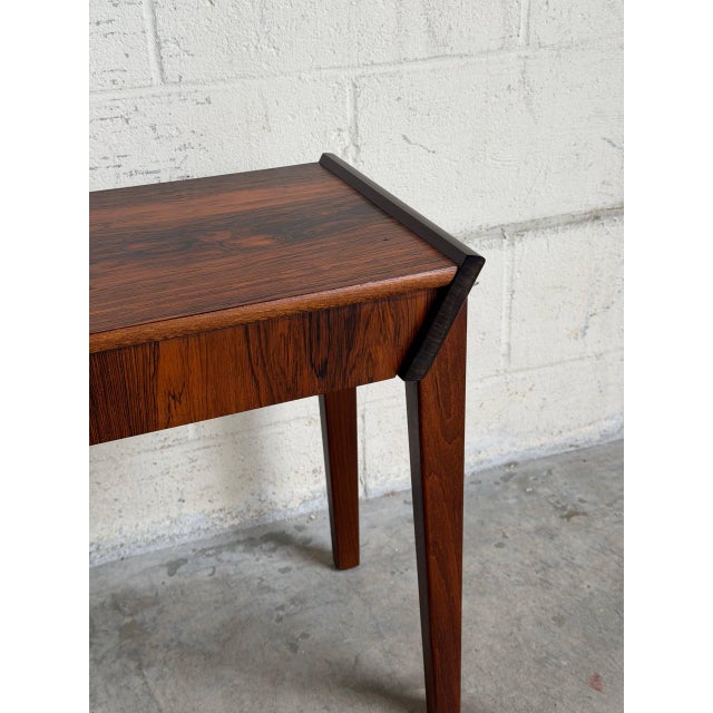 Rosewood One Drawer Entry Table Small Nightstand Side Table Desk Denmark 1960s For Sale In Los Angeles - Image 6 of 10